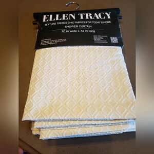 Ivory Textured Showrer Curtain With Silver Lurex Thread